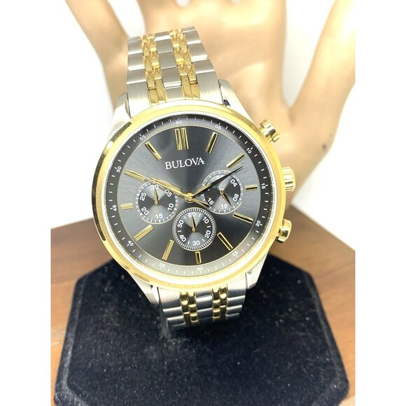Bulova Men's Watch 98A215 Quartz Chronograph Gray Dial Two Tone Stainless Steel - Picture 13 of 14